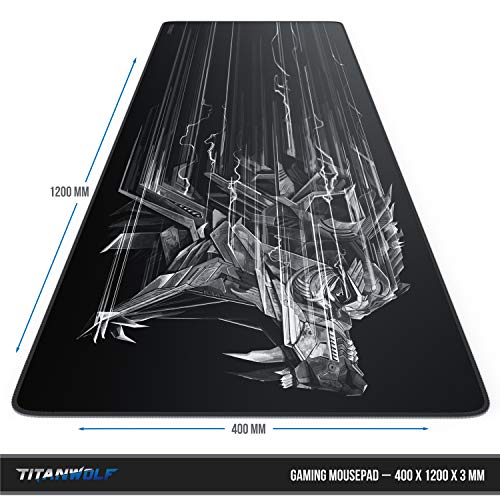 TITANWOLF - Übergröße Mauspad Gaming Titanwolf 1200x400mm - XXXL Mousepad groß mit Motiv - Tischunterlage Large Size - verbessert Präzision und Geschwindigkeit - XXL für Logitech Maus und Tastatur Bild 3