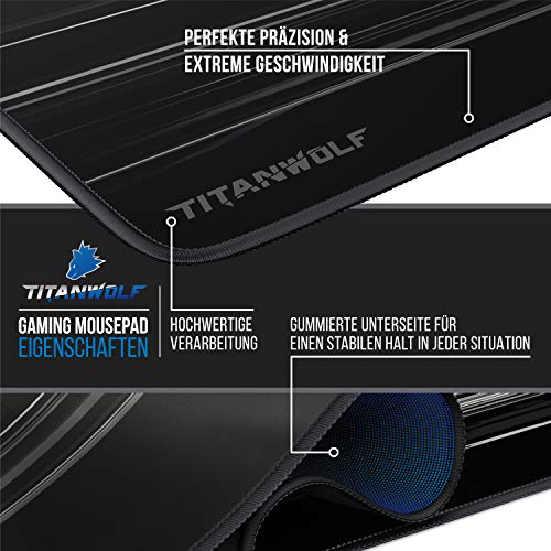TITANWOLF - Übergröße Mauspad Gaming Titanwolf 1200x400mm - XXXL Mousepad groß mit Motiv - Tischunterlage Large Size - verbessert Präzision und Geschwindigkeit - XXL für Logitech Maus und Tastatur Bild 4