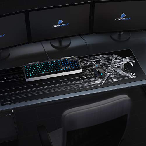 TITANWOLF - Übergröße Mauspad Gaming Titanwolf 1200x400mm - XXXL Mousepad groß mit Motiv - Tischunterlage Large Size - verbessert Präzision und Geschwindigkeit - XXL für Logitech Maus und Tastatur Bild 6