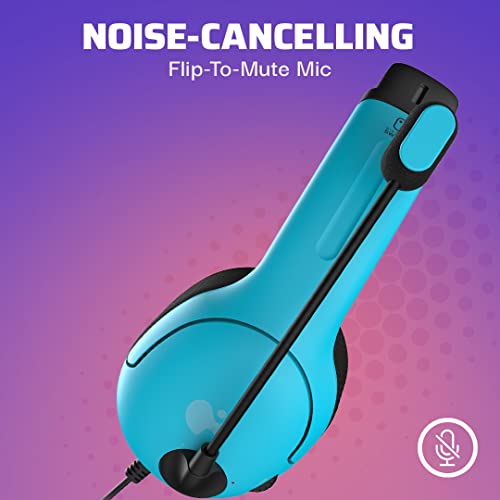 PDP Gaming LVL40 Stereo Kopfhörer mit Mic für Nintendo Switch - PC, iPad, Mac, Laptop Compatible - Noise Cancelling Microphone, Lightweight, Soft Komfort On Ear, 3.5 mm Jack - neon Blau-Rot Bild 3
