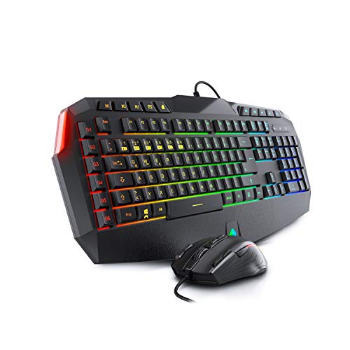 BoostBoxx Phobetor - Gaming Tastatur & Maus Set mit RGB-Beleuchtung - QWERTZ-Tastatur mit programmierbaren Makros - Maus für Rechts- und Linkshänder mit 11 Tasten und bis zu 2500 DPI Bild 1
