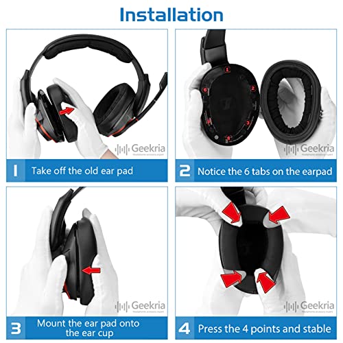 Geekria Ohrpolster und Kopfband-Set, kompatibel mit Sennheiser GSP 600/670/500 Gaming-Kopfhörern, Ersatzreparaturteil-Anzug (Schwarz) Bild 3