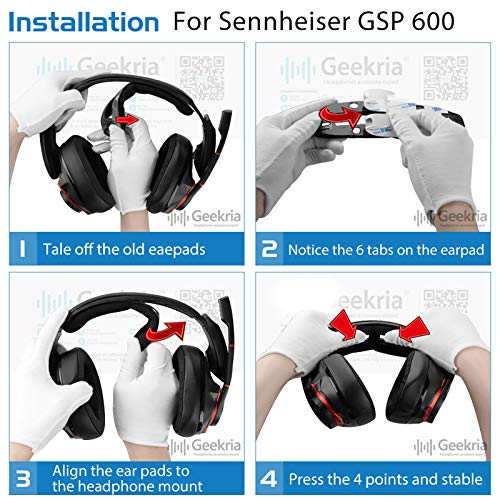 Geekria Ohrpolster und Kopfband-Set, kompatibel mit Sennheiser GSP 600/670/500 Gaming-Kopfhörern, Ersatzreparaturteil-Anzug (Schwarz) Bild 5