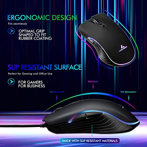 LYCANDER LMC380 Gaming-Maus, kabelgebunden, Optische USB-Mäuse mit Einstellbarer Dpi, bis zu 6400, 7 Tasten, LED, 1, 5 m Kabel Bild 2