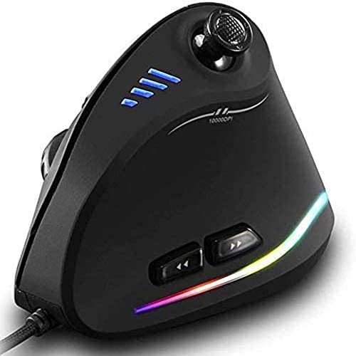 Zeerkeer Ergonomische Vertikale Maus mit 5-Wege-Joystick, RGB Gaming Maus Kabelgebunden, 11 Programmierbare Tasten, 10000 DPI, Komfortable Gamer Mouse mit Einstellbarem Licht für Windows PC/Laptop Bild 1