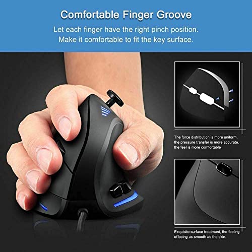 Zeerkeer Ergonomische Vertikale Maus mit 5-Wege-Joystick, RGB Gaming Maus Kabelgebunden, 11 Programmierbare Tasten, 10000 DPI, Komfortable Gamer Mouse mit Einstellbarem Licht für Windows PC/Laptop Bild 5