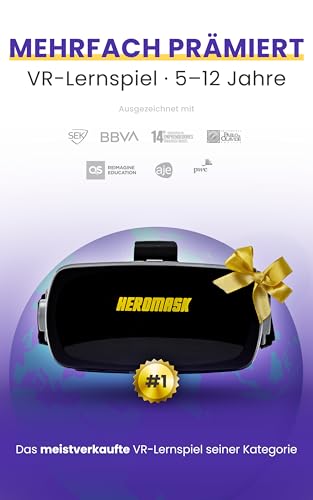 Heromask Virtual Reality Brille Kinder + Sprachenlernen [Geschenke für Kinder]: Spanisch, Englisch etc. Lernspiele für Kinder von 5-12 Jahren. Pädagogisches Spielzeug, iOS Bild 2