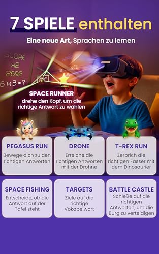 Heromask Virtual Reality Brille Kinder + Sprachenlernen [Geschenke für Kinder]: Spanisch, Englisch etc. Lernspiele für Kinder von 5-12 Jahren. Pädagogisches Spielzeug, iOS Bild 3
