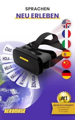 Heromask Virtual Reality Brille Kinder + Sprachenlernen [Geschenke für Kinder]: Spanisch, Englisch etc. Lernspiele für Kinder von 5-12 Jahren. Pädagogisches Spielzeug, iOS Bild 4