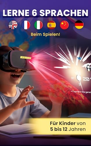 Heromask Virtual Reality Brille Kinder + Sprachenlernen [Geschenke für Kinder]: Spanisch, Englisch etc. Lernspiele für Kinder von 5-12 Jahren. Pädagogisches Spielzeug, iOS Bild 6