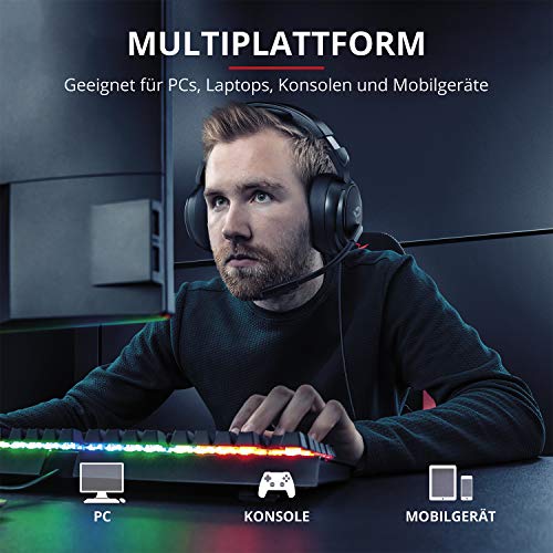 Trust Gaming Headset GXT 433 mit Mikrofon für PS4, PS5, PC, Nintendo Switch, Xbox Series X, Xbox One - Pylo Kabelgebundene Gaming-Kopfhörer mit Geflechtkabel, 50 mm-Aktivlautsprecher - Schwarz Bild 3