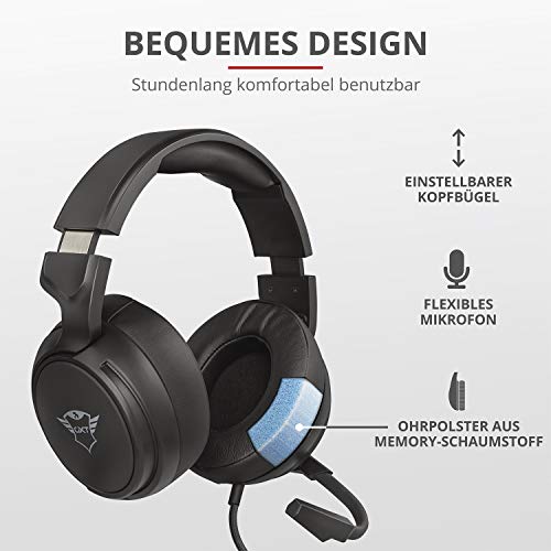 Trust Gaming Headset GXT 433 mit Mikrofon für PS4, PS5, PC, Nintendo Switch, Xbox Series X, Xbox One - Pylo Kabelgebundene Gaming-Kopfhörer mit Geflechtkabel, 50 mm-Aktivlautsprecher - Schwarz Bild 4