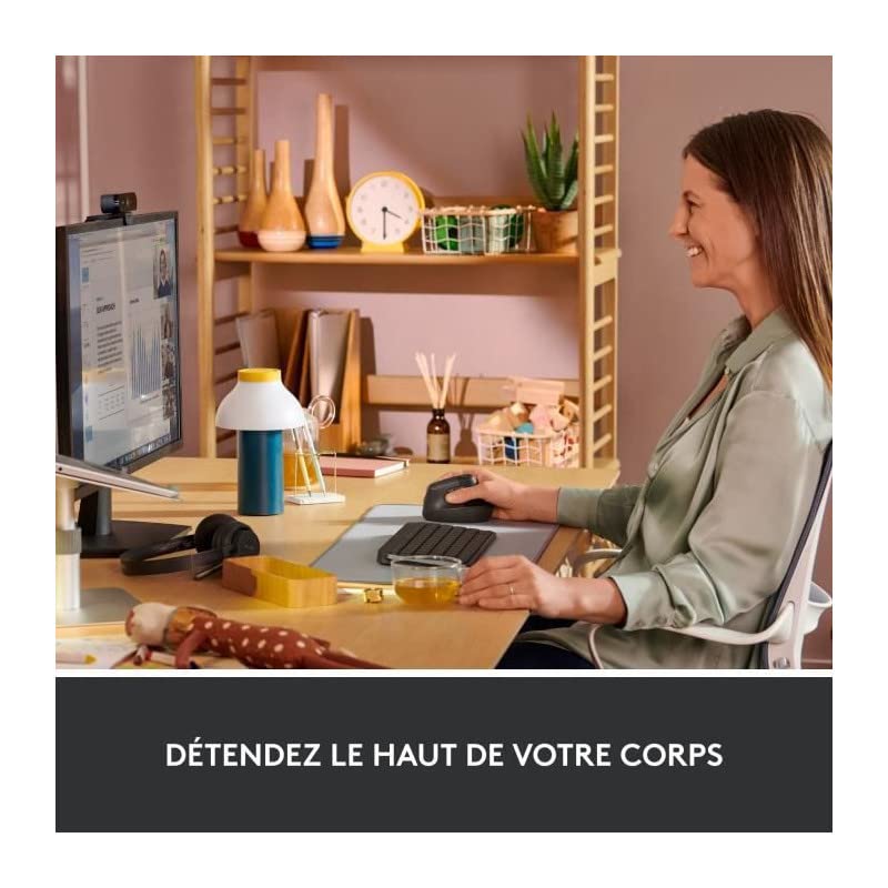 Logitech Lift Vertikale Ergonomische Maus, Kabellos, Bluetooth oder Logi Bolt USB-Empfänger, Leise Klicks, 4 Tasten, Kompatibel mit Windows/macOS/iPadOS, Laptop, PC - Grau Bild 2