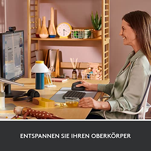 Logitech Lift Vertikale Ergonomische Maus, Kabellos, Bluetooth oder Logi Bolt USB-Empfänger, Leise Klicks, 4 Tasten, Kompatibel mit Windows/macOS/iPadOS, Laptop, PC - Grau Bild 5