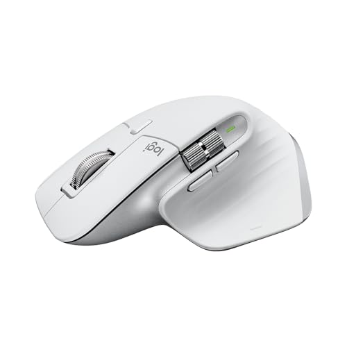 Logitech MX Master 3S - Kabellose Performance-Maus mit ultraschnellem Scrollen, Ergo, 8K DPI, Glas-Tracking, Leise Klicks, USB-C, Bluetooth, Windows, Linux, Chrome - Hellgrau Bild 1