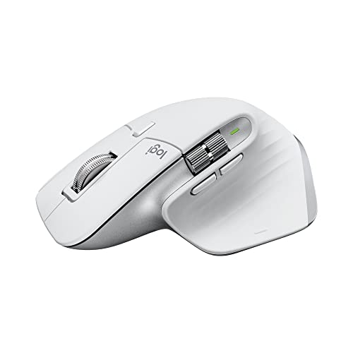Logitech MX Master 3S - Kabellose Performance-Maus mit ultraschnellem Scrollen, Ergo, 8K DPI, Glas-Tracking, Leise Klicks, USB-C, Bluetooth, Windows, Linux, Chrome - Hellgrau Bild 4