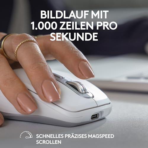 Logitech MX Anywhere 3S Compact Kabellose Maus, Fast Scrolling, 8K DPI Any-Surface Tracking, Quiet Clicks, Programmierbare Tasten, USB C, Bluetooth, Windows PC, Linux, Chrome, Mac - Graphit Bild 5