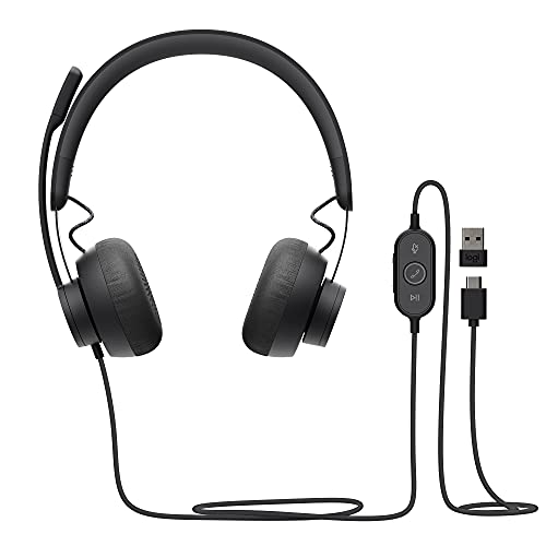 Logitech Zone 750 Kabelgebundenes On-Ear-Headset mit Noise-Cancelling-Mikrofon, USB-C und USB-A-Adapter, Plug-and-Play-Kompatibilität für alle Geräte - Grafit Bild 1