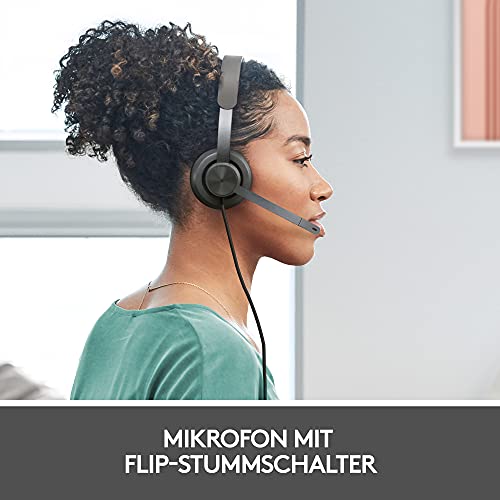 Logitech Zone 750 Kabelgebundenes On-Ear-Headset mit Noise-Cancelling-Mikrofon, USB-C und USB-A-Adapter, Plug-and-Play-Kompatibilität für alle Geräte - Grafit Bild 6