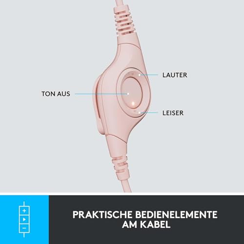 Logitech H390 verkabelter Kopfhörer für PC/Laptop, Stereokopfhörer mit rauschunterdrückendem Mikrofon USB-A, Inline-Steuerungen, für Chromebook geeignet - Rosa Bild 4
