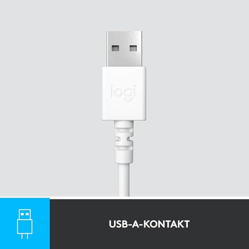Logitech H390 verkabelter Kopfhörer für PC/Laptop, Stereokopfhörer mit rauschunterdrückendem Mikrofon USB-A, Inline-Steuerungen, für Chromebook geeignet - Weiß Bild 6