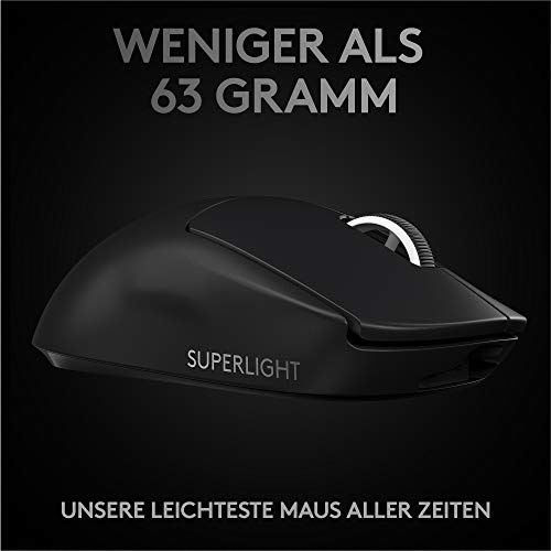 Logitech G PRO X SUPERLIGHT kabellose Gaming-Maus mit HERO 25K Sensor, Ultra-leicht mit 63g, 5 programmierbare Tasten, 70 Stunden Akkulaufzeit, PTFE-Füße ohne Zusatzstoffe, PC/Mac - Schwarz Bild 3