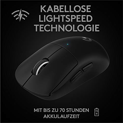 Logitech G PRO X SUPERLIGHT kabellose Gaming-Maus mit HERO 25K Sensor, Ultra-leicht mit 63g, 5 programmierbare Tasten, 70 Stunden Akkulaufzeit, PTFE-Füße ohne Zusatzstoffe, PC/Mac - Schwarz Bild 4