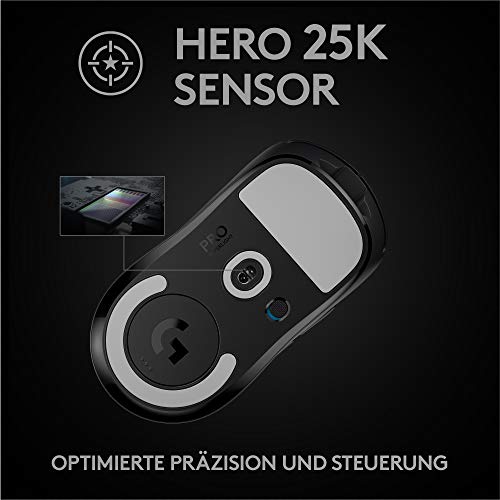 Logitech G PRO X SUPERLIGHT kabellose Gaming-Maus mit HERO 25K Sensor, Ultra-leicht mit 63g, 5 programmierbare Tasten, 70 Stunden Akkulaufzeit, PTFE-Füße ohne Zusatzstoffe, PC/Mac - Schwarz Bild 5