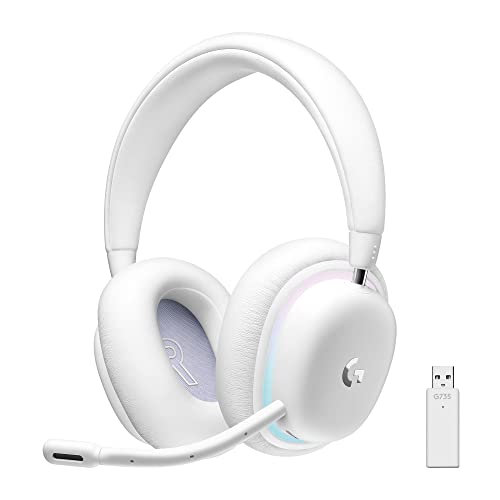 Logitech G G735 Kabelloses Gaming Headset, Anpassbare LIGHTSYNC RGB-Beleuchtung, Lightspeed, Bluetooth, Abnehmbares Mikrofon, Kompatibel mit PC & Mac – Weiß Bild 5
