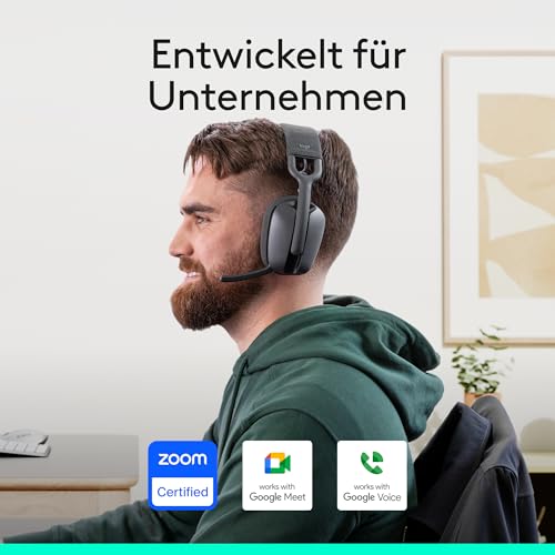 Logitech Zone Vibe Wireless Bluetooth Headset mit Mikrofon mit Geräuschunterdrückung, USB-A, USB-C, für Google Meet, Google Voice, Zoom, Mac/PC - Graphit Bild 2