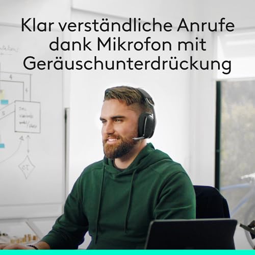 Logitech Zone Vibe Wireless Bluetooth Headset mit Mikrofon mit Geräuschunterdrückung, USB-A, USB-C, für Google Meet, Google Voice, Zoom, Mac/PC - Graphit Bild 5
