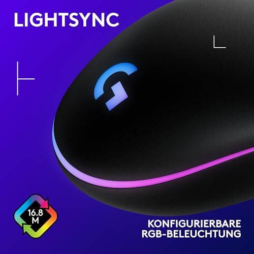 Logitech G203 Gaming-Maus mit anpassbarer LIGHTSYNC RGB-Beleuchtung, 6 programmierbare Tasten, spieletauglicher Sensor, Abtastung mit 8.000 DPI, Geringes Gewicht - Schwarz Bild 5