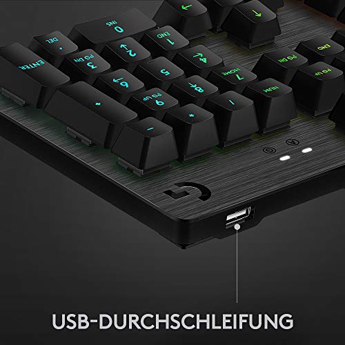 Logitech G513 mechanische Gaming-Tastatur, GX Brown Taktile Switches, RGB-Beleuchtung, USB-Durchschleife, Handballenauflage mit Memory Foam, Aluminium-Gehäuse, Deutsches QWERTZ-Layout - Carbon/Schwarz Bild 6