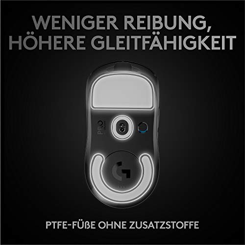 Logitech G PRO X SUPERLIGHT kabellose Gaming-Maus mit HERO 25K Sensor, Ultra-leicht mit 63g, 5 programmierbare Tasten, 70 Stunden Akkulaufzeit, PTFE-Füße ohne Zusatzstoffe, PC/Mac - Schwarz Bild 6