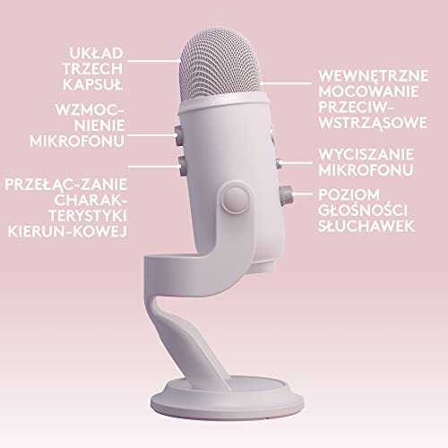 Logitech G Blue Yeti USB-Gaming-Mikrofon in Premiumqualität für Streaming, Blue VO!CE-Software, PC, Podcast, Studio, Computer-Mikrofon, Exklusive Streamlabs-Themes, Sonderedition - Weiß Bild 6