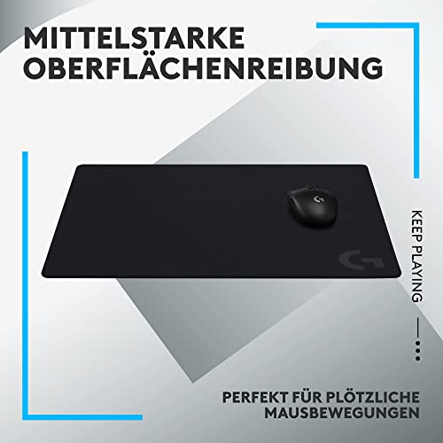 Logitech G Contributions G640 Großes Stoff-Gaming-Mauspad, optimiert für Sensoren, mäßige Oberflächenreibung, rutschfeste Mausmatte, Mac- und PC, Zubehör, 460 x 400 x 3 mm - Schwarz Bild 2