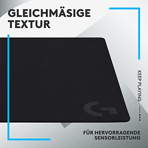 Logitech G Contributions G640 Großes Stoff-Gaming-Mauspad, optimiert für Sensoren, mäßige Oberflächenreibung, rutschfeste Mausmatte, Mac- und PC, Zubehör, 460 x 400 x 3 mm - Schwarz Bild 3