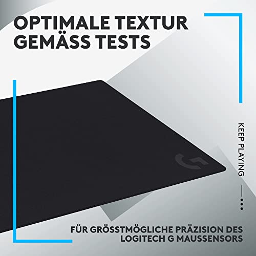 Logitech G Contributions G640 Großes Stoff-Gaming-Mauspad, optimiert für Sensoren, mäßige Oberflächenreibung, rutschfeste Mausmatte, Mac- und PC, Zubehör, 460 x 400 x 3 mm - Schwarz Bild 4