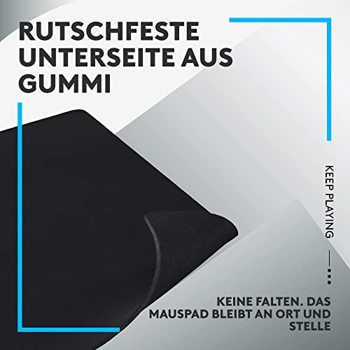 Logitech G Contributions G640 Großes Stoff-Gaming-Mauspad, optimiert für Sensoren, mäßige Oberflächenreibung, rutschfeste Mausmatte, Mac- und PC, Zubehör, 460 x 400 x 3 mm - Schwarz Bild 5