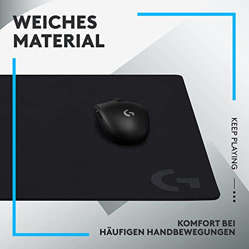 Logitech G Contributions G640 Großes Stoff-Gaming-Mauspad, optimiert für Sensoren, mäßige Oberflächenreibung, rutschfeste Mausmatte, Mac- und PC, Zubehör, 460 x 400 x 3 mm - Schwarz Bild 6