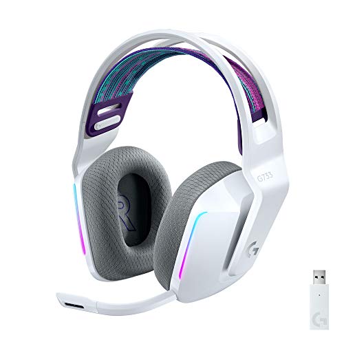 Logitech G733 LIGHTSPEED kabelloses Gaming-Headset mit Kopfbügel, LIGHTSYNC RGB, Blue VO!CE Mikrofontechnologie, PRO G Lautsprechern, Ultraleicht, 29-Stunden Akkulaufzeit, 20m Reichweite - Weiß Bild 1