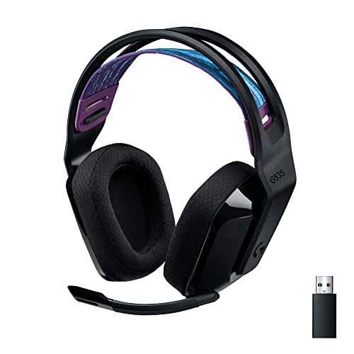 Logitech G535 LIGHTSPEED Wireless Gaming Headset - Lightweight on-ear headphones, flip to mute mic, stereo, compatible with PC, PS4, PS5, USB rechargeable - Schwarz Bild 1