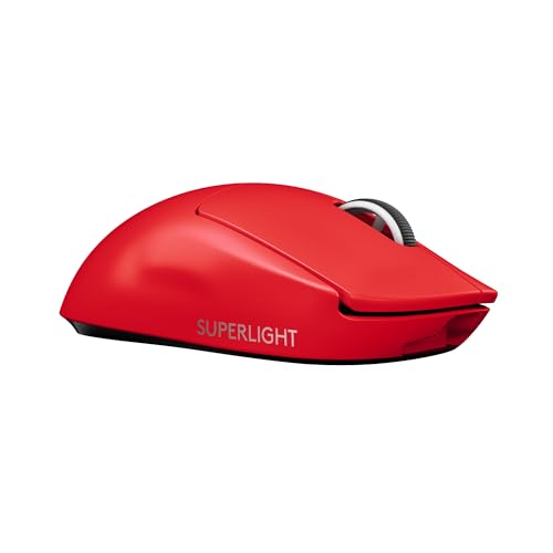 Logitech G PRO X Superlight kabellose Gaming-Maus, Ultra-leicht 63g, Hero 25K Sensor, 25.600 DPI, 5 programmierbare Tasten, Lange Akkulaufzeit, integrierter Speicher, für E-Sport, PC/Mac - Rot Bild 1