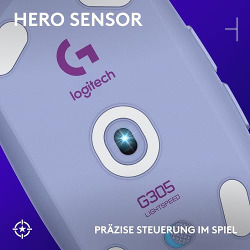 Logitech G G305 Lightspeed kabellose Gaming-Maus mit Hero 12K DPI Sensor, Wireless Verbindung, 6 programmierbare Tasten, 250 Stunden Akkulaufzeit, Leichtgewicht, PC/Mac - Lila Bild 2