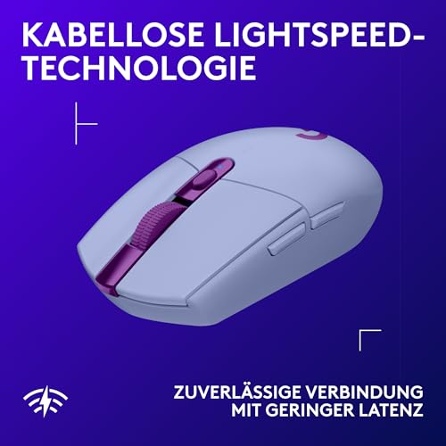 Logitech G G305 Lightspeed kabellose Gaming-Maus mit Hero 12K DPI Sensor, Wireless Verbindung, 6 programmierbare Tasten, 250 Stunden Akkulaufzeit, Leichtgewicht, PC/Mac - Lila Bild 3