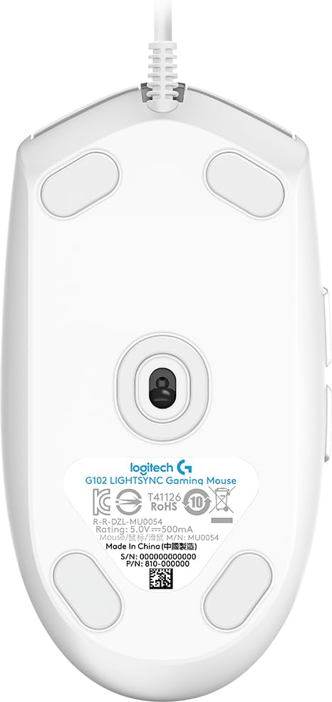 Logitech Gaming Mouse G102 LIGHTSYNC Maus für Rechtshänder, Optisch, 6 Tasten, kabelgebunden, USB, Weiß Bild 6