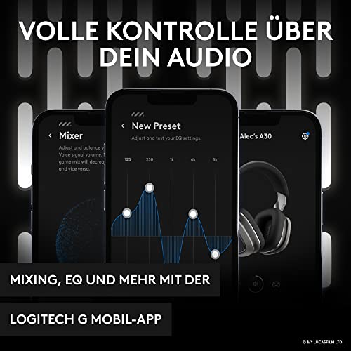 Logitech Astro A30 Lightspeed Kabelloses Gaming Headset für PS5 - Bluetooth, 2,4Ghz, Eingebautes und abnehmbares Mikrofon, USB-C, 3,5mm, für Playstation, Nintendo Switch, PC - The Mandalorian Edition Bild 5