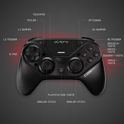 ASTRO Gaming C40 TR-Controller - Kompatibel mit Playstation 4 und PC + Zubehör (Reisetasche, 4 weitere Tastenkappen, Kabelloser USB-Transmitter), Schwarz Bild 6