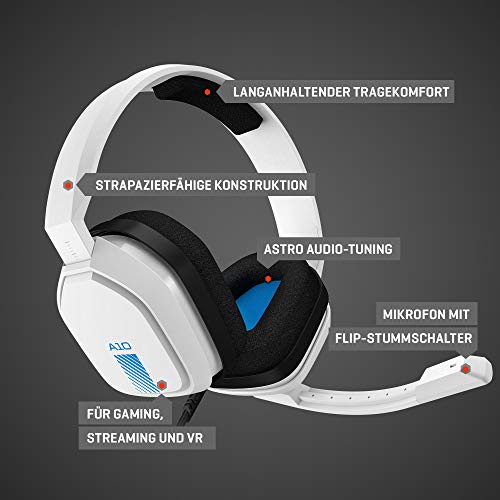 ASTRO Gaming A10 Gaming-Headset mit Kabel, Leicht & Robust, ASTRO Audio, Dolby ATMOS, 3,5mm Anschluss, Xbox Series X|S, Xbox One, PS5, PS4, Nintendo Switch, PC, Mac, Smartphone - Weiß/Blau Bild 6
