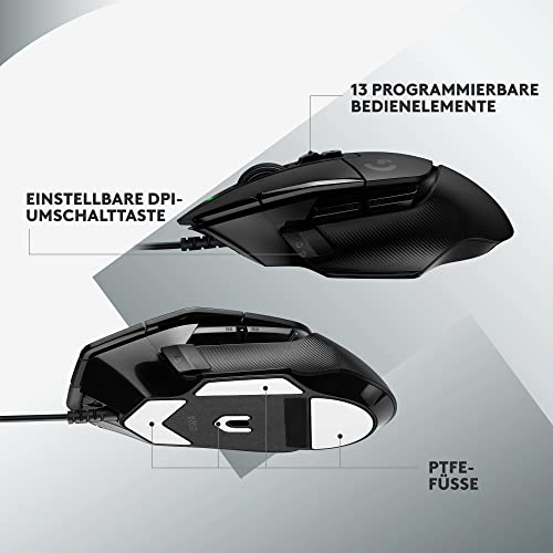 Logitech G G502 X Kabelgebundene Gaming-Maus, EWR2, LIGHTFORCE Hybrid optisch-mechanische Primärschalter, Hero 25K Gaming-Sensor, Kompatibel PC - macOS/Windows - Schwarz Bild 5